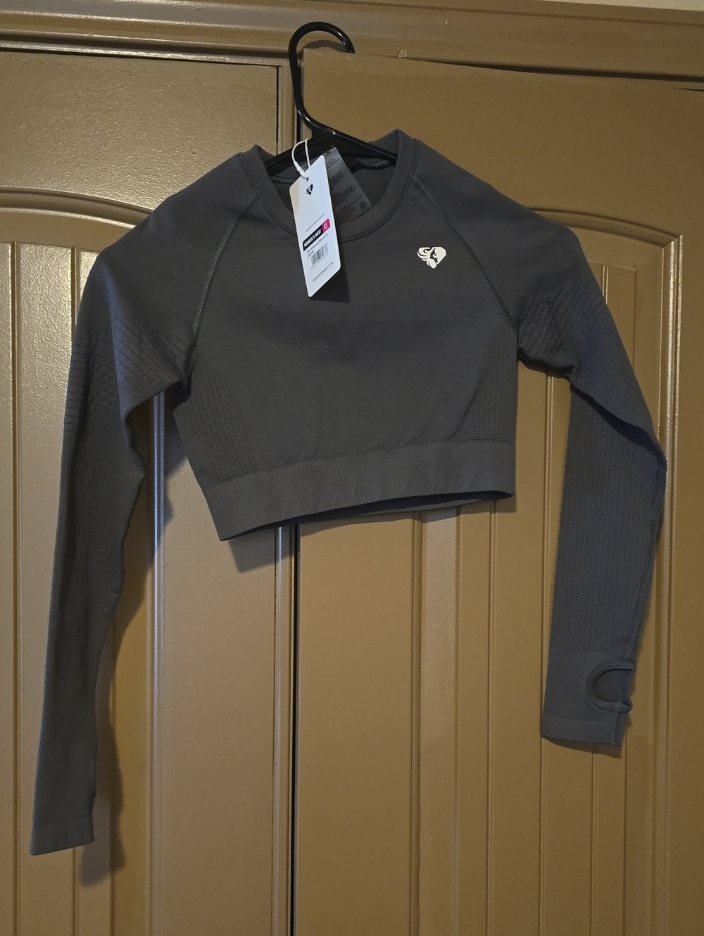 Women's Best Power Seamless Cropped Long-Sleeve Top - Dark Gray XS NWT